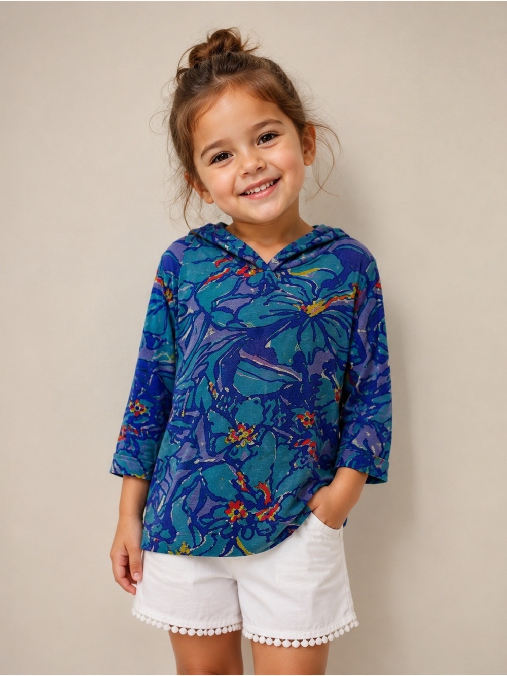 • Lilly Pulitzer • Hooded 3/4 Sleeve Top Floral Teal Blue
XS / 2-3 Years Old